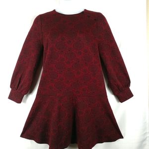 Loft Long Sleeve Plum/Purple Floral Print Sweater Dress Women's Size XL